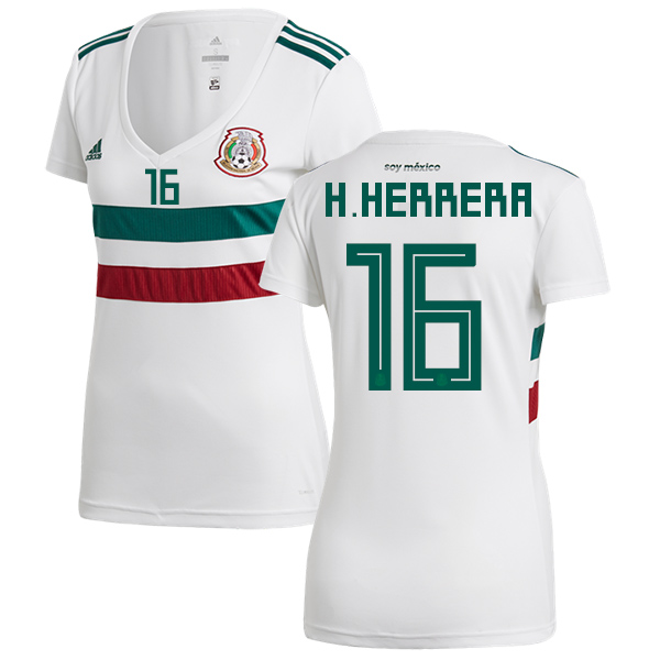 Women's Mexico #16 H.Herrera Away Soccer Country Jersey - Click Image to Close